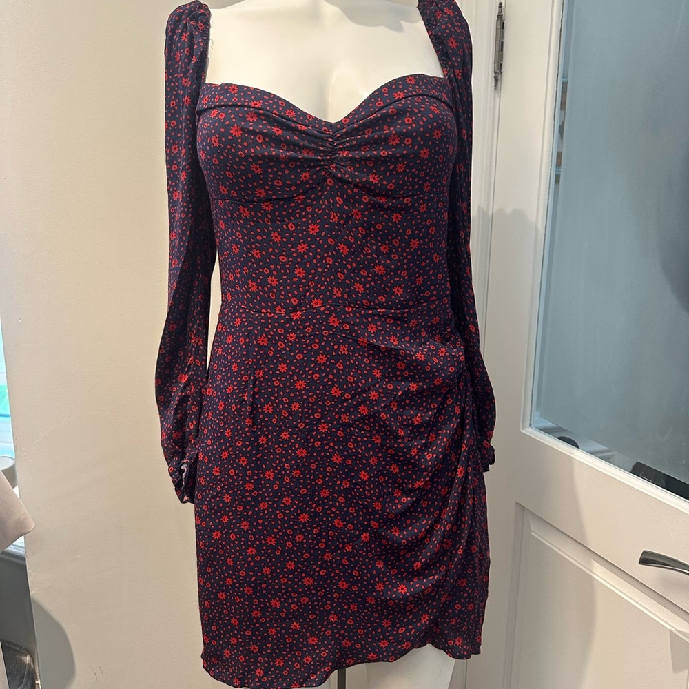 Reformation Black and Red Bodycon Dress with Sweetheart Neckline